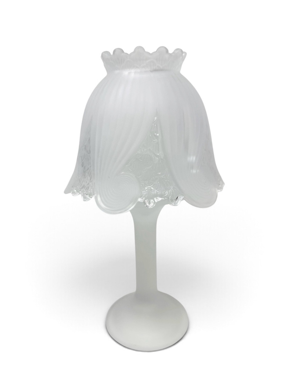 PartyLite Clairmont Fairy Lamp Vintage White Frosted Art Glass Cottagecore